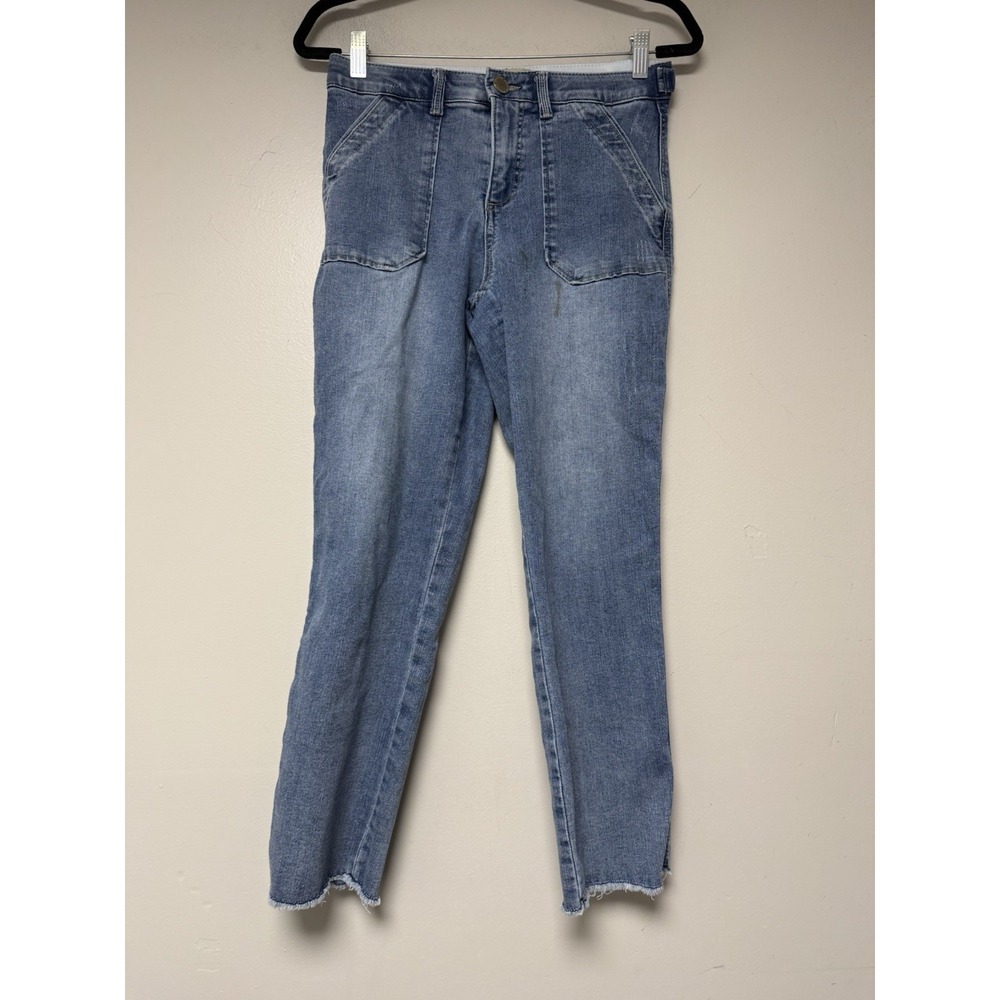 Democracy Ab Technology Women's Ankle Frayed Blue Jeans Size 6 Minimalist Clean